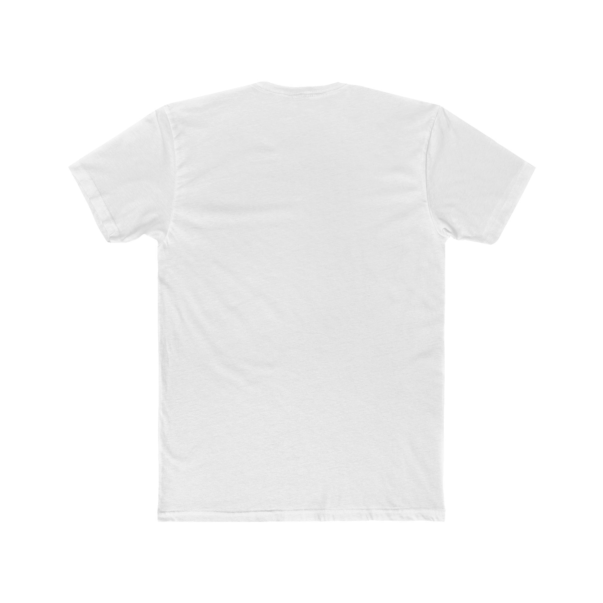 Rear view of solid color unisex cotton tee with no print

