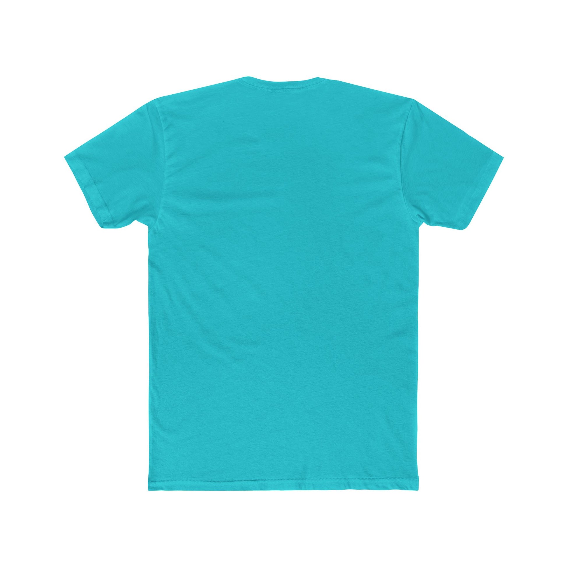 Rear view of solid color unisex cotton tee with no print
