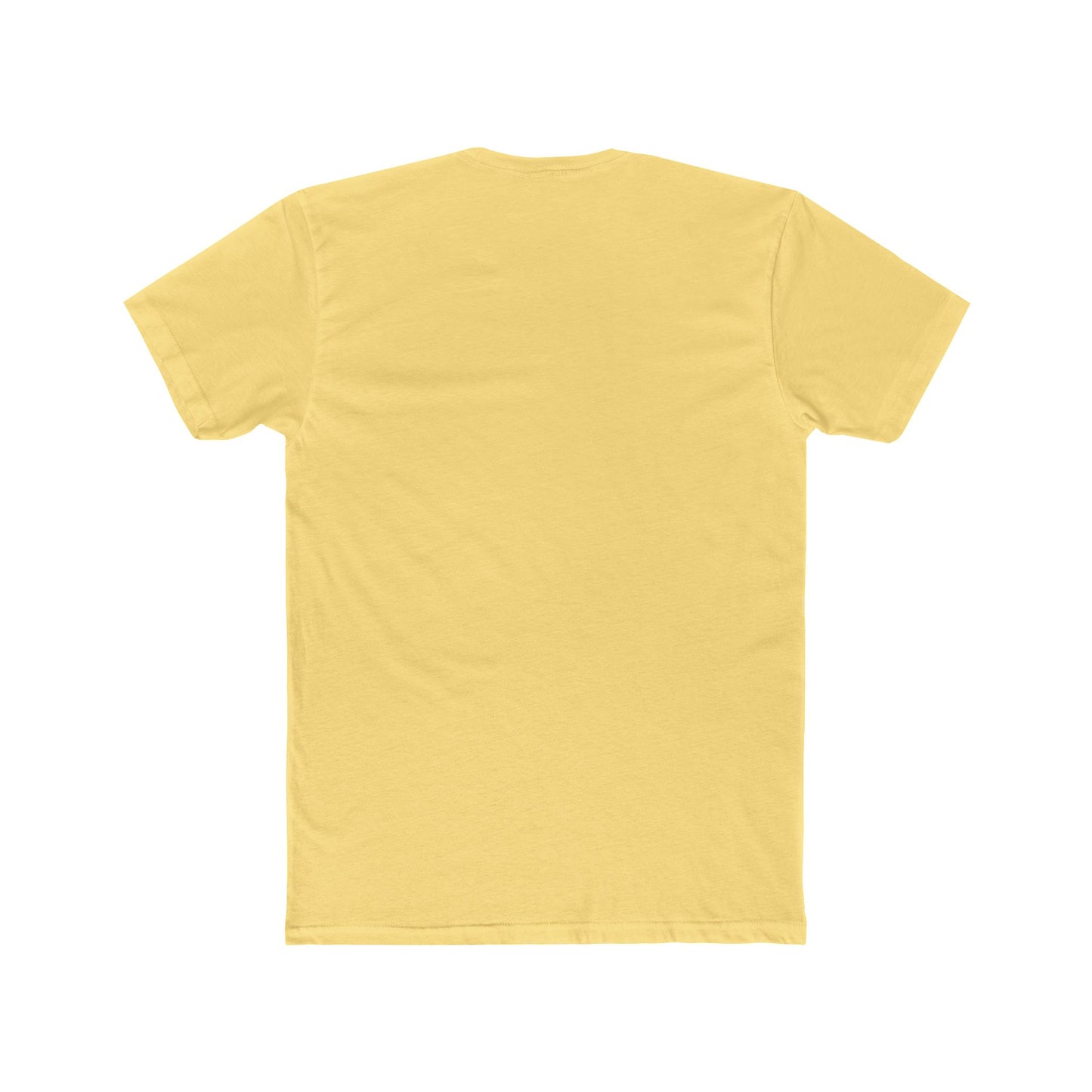 Rear view of solid color unisex cotton tee with no print
