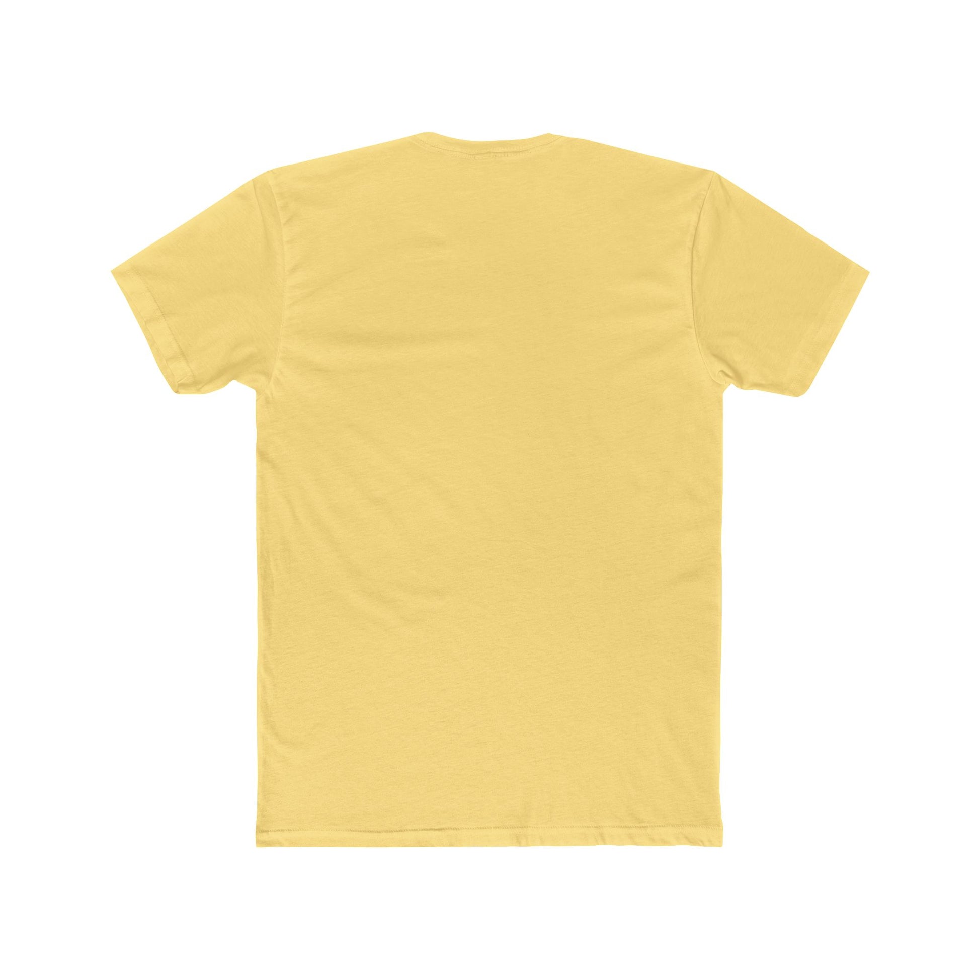Rear view of solid color unisex cotton tee with no print
