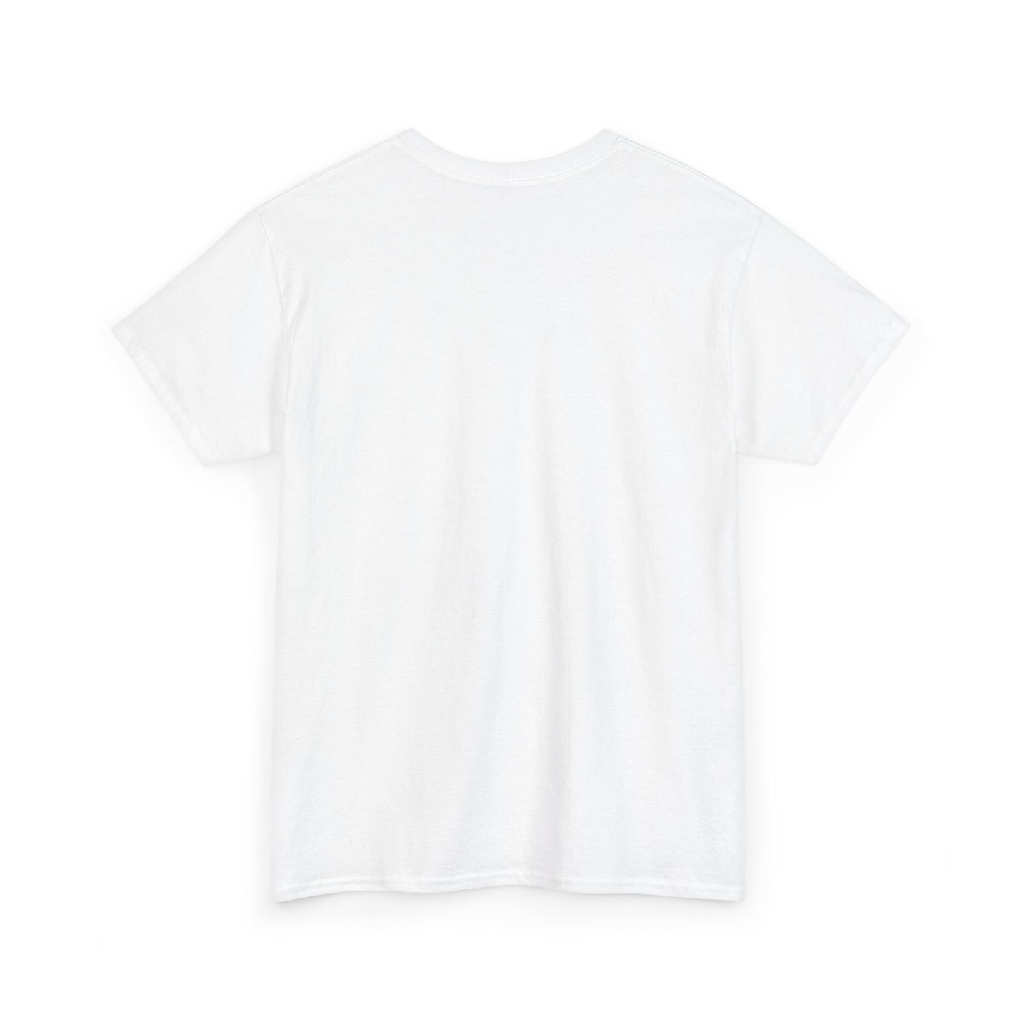 Plain back view of unisex white cotton T-shirt
