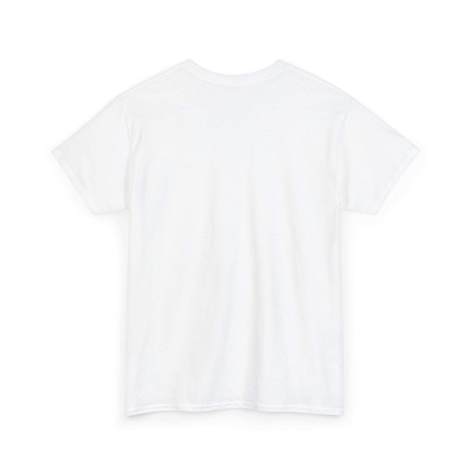 Plain back view of unisex white cotton T-shirt