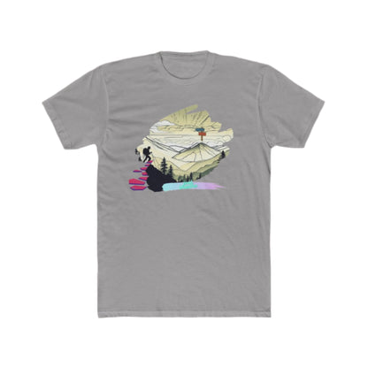 Unisex model wearing solid light grey  cotton crew neck t-shirt

