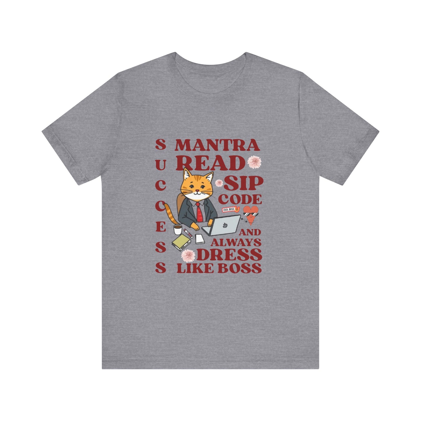 Gray t-shirt with a fox graphic and text on a white background