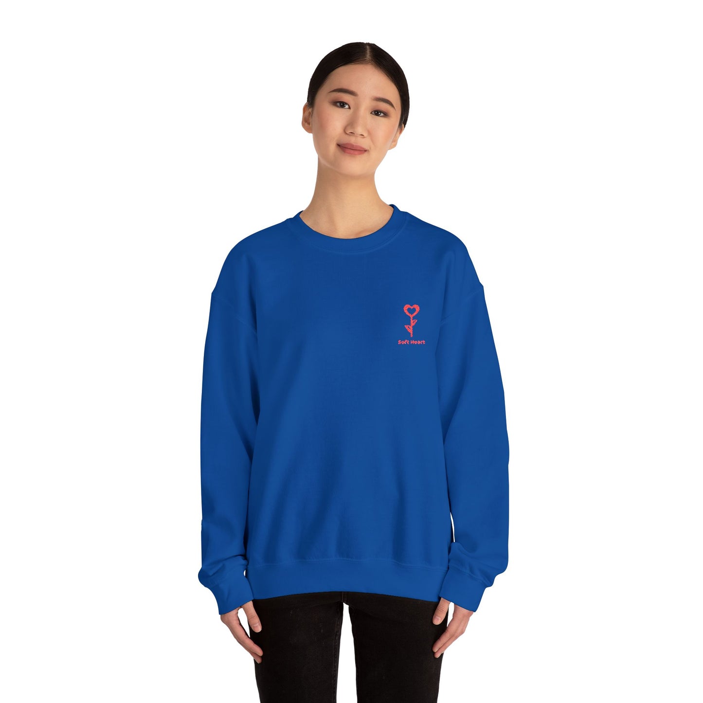 Unisex Crewneck Sweatshirt with “Soft Heart” Embroidery – Premium Minimal Heart Design