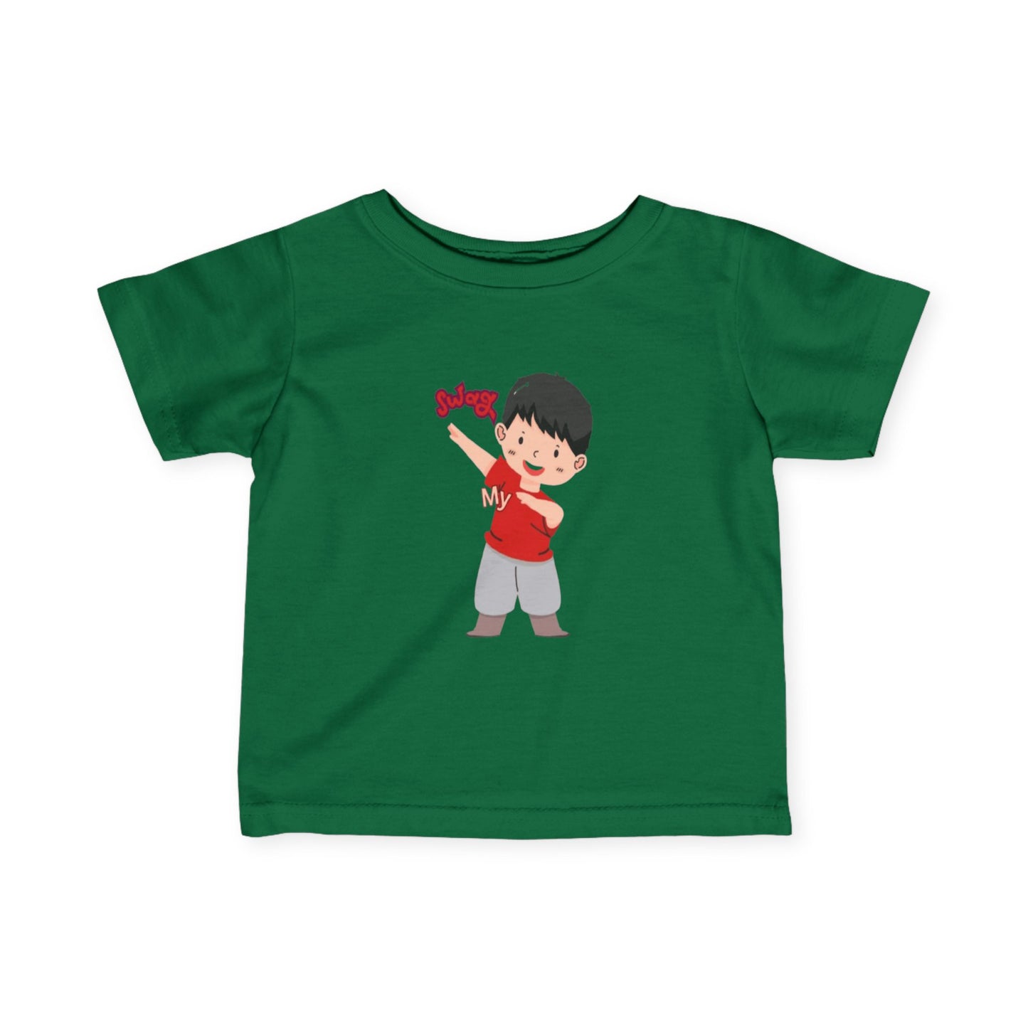 Baby wearing kelly fine jersey tee with soft cotton fabric

