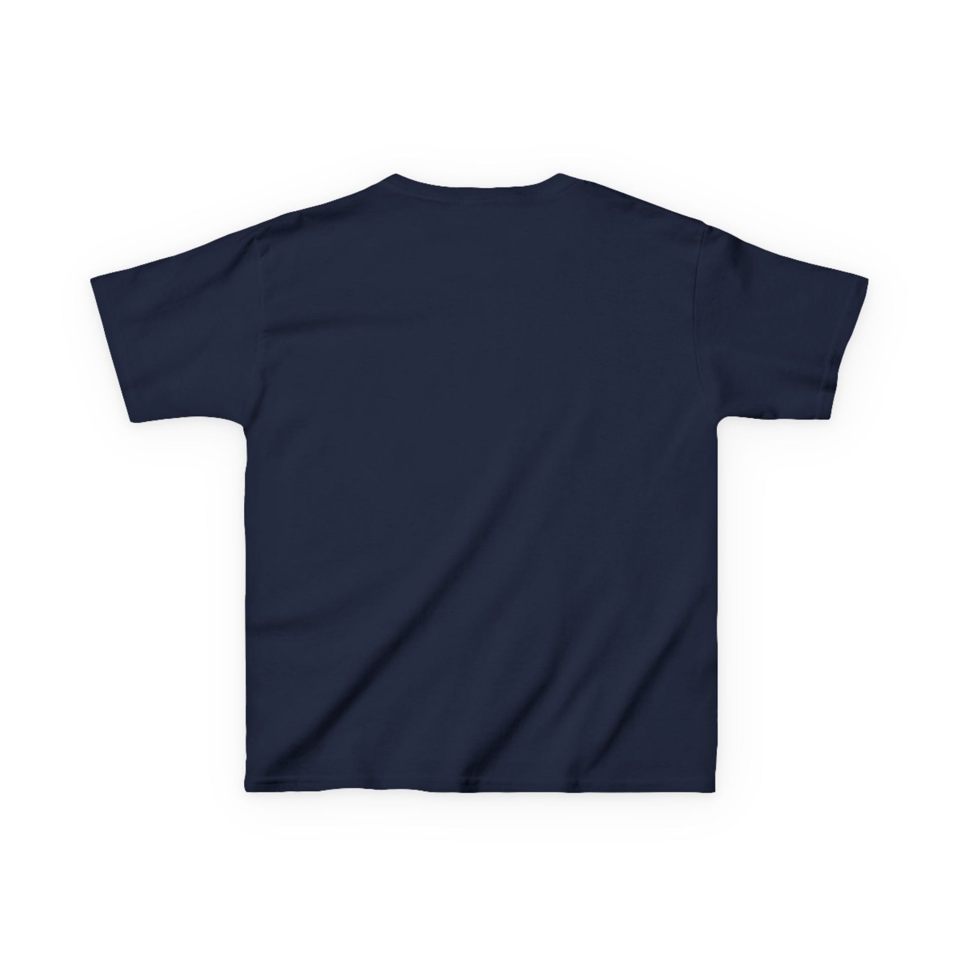 Navy blue t-shirt on a white background