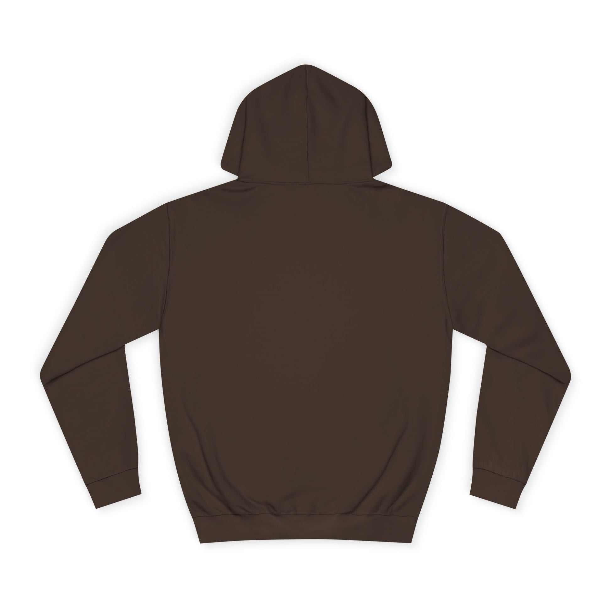 Brown hoodie shown from the back on a white background.
