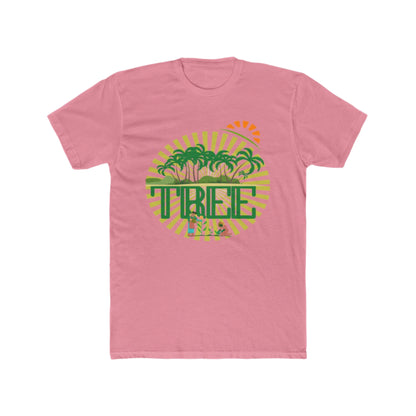 solid light Pink t-shirt with a 'Tree' graphic design on a white background