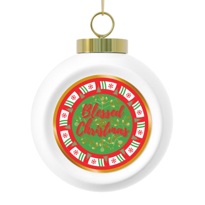 Christmas ornament with 'Blessed Christmas' text on a white background