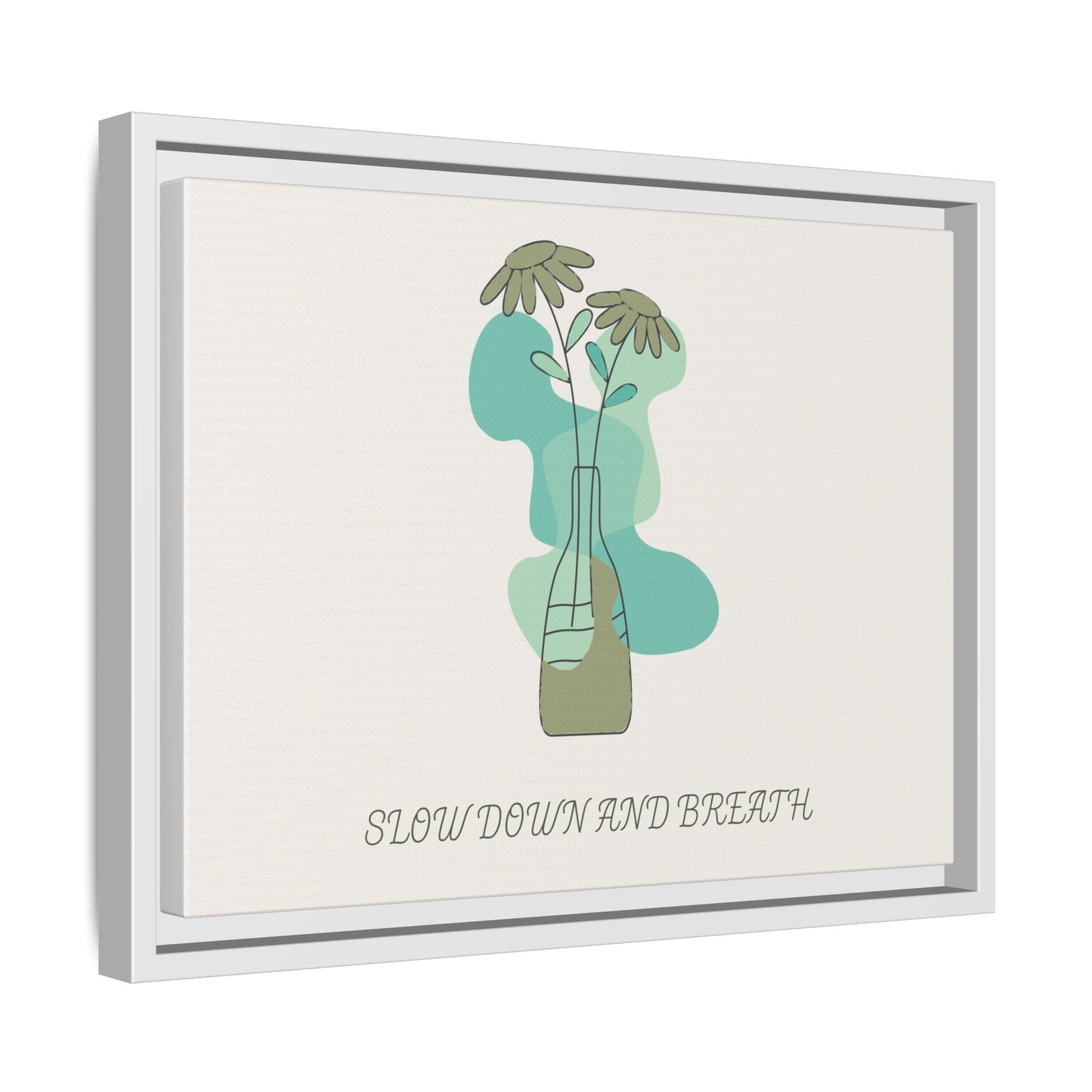 "Slow Down and Breathe" Minimal Botanical Wall Art