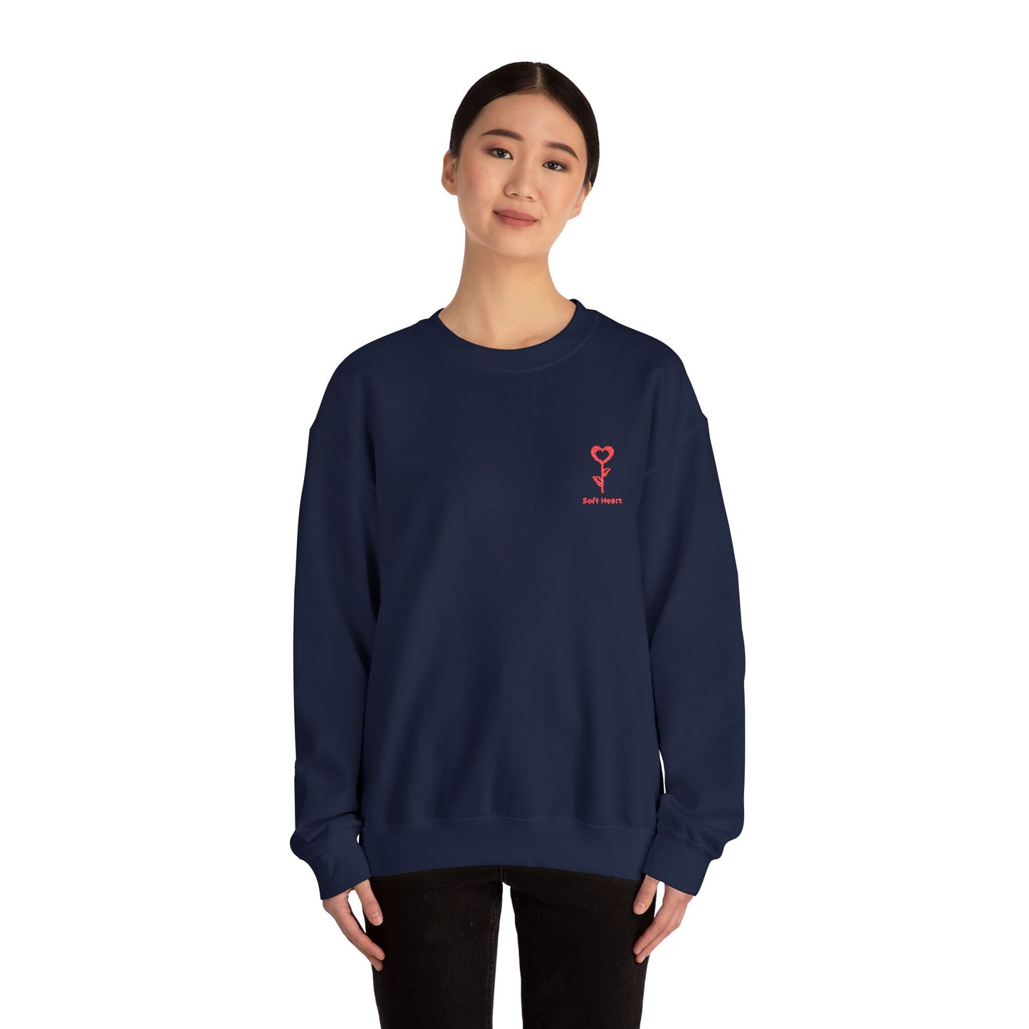 Unisex Crewneck Sweatshirt with “Soft Heart” Embroidery – Premium Minimal Heart Design