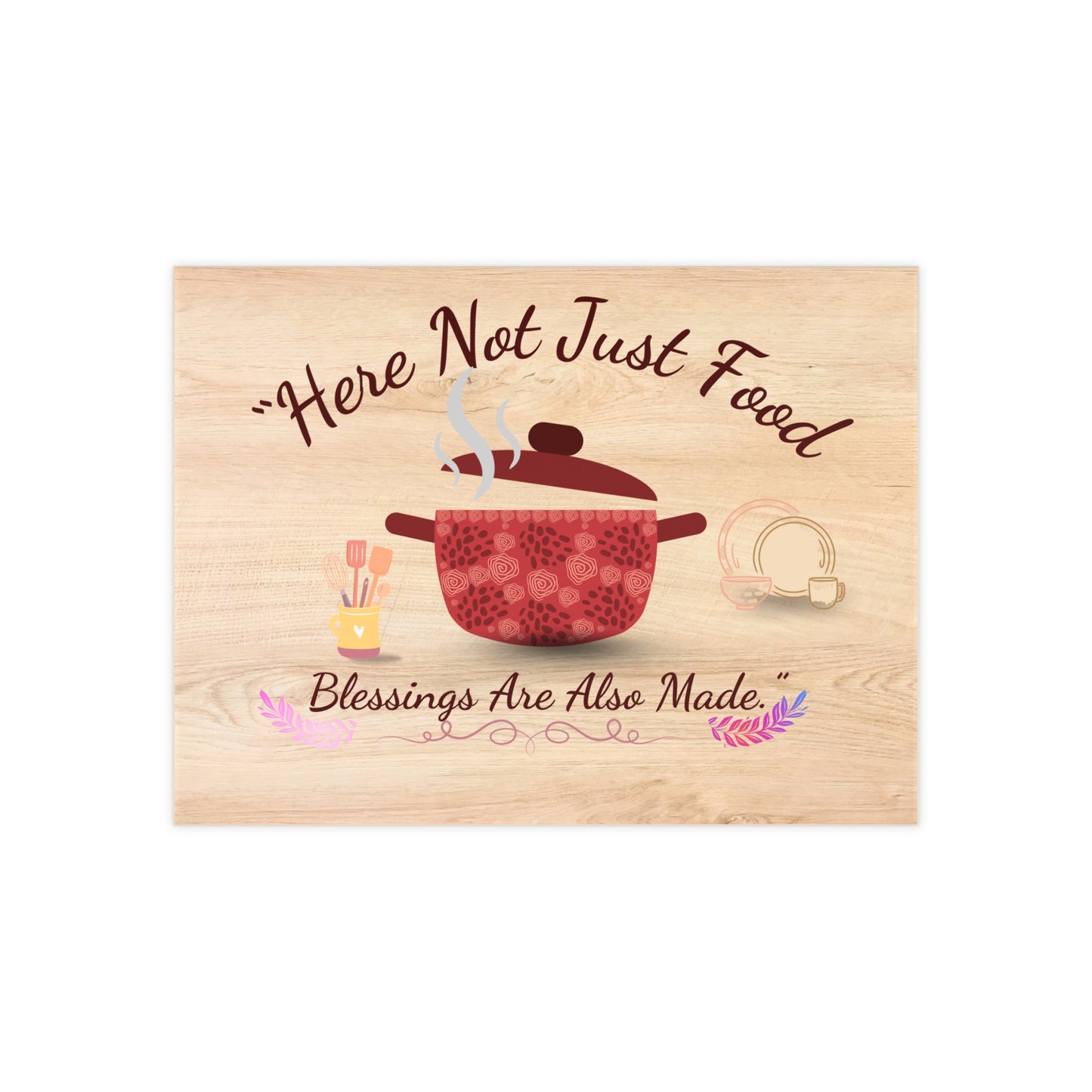 A warmth, faith-inspired kitchen illustration featuring a cooking pot with rising steam photo tile