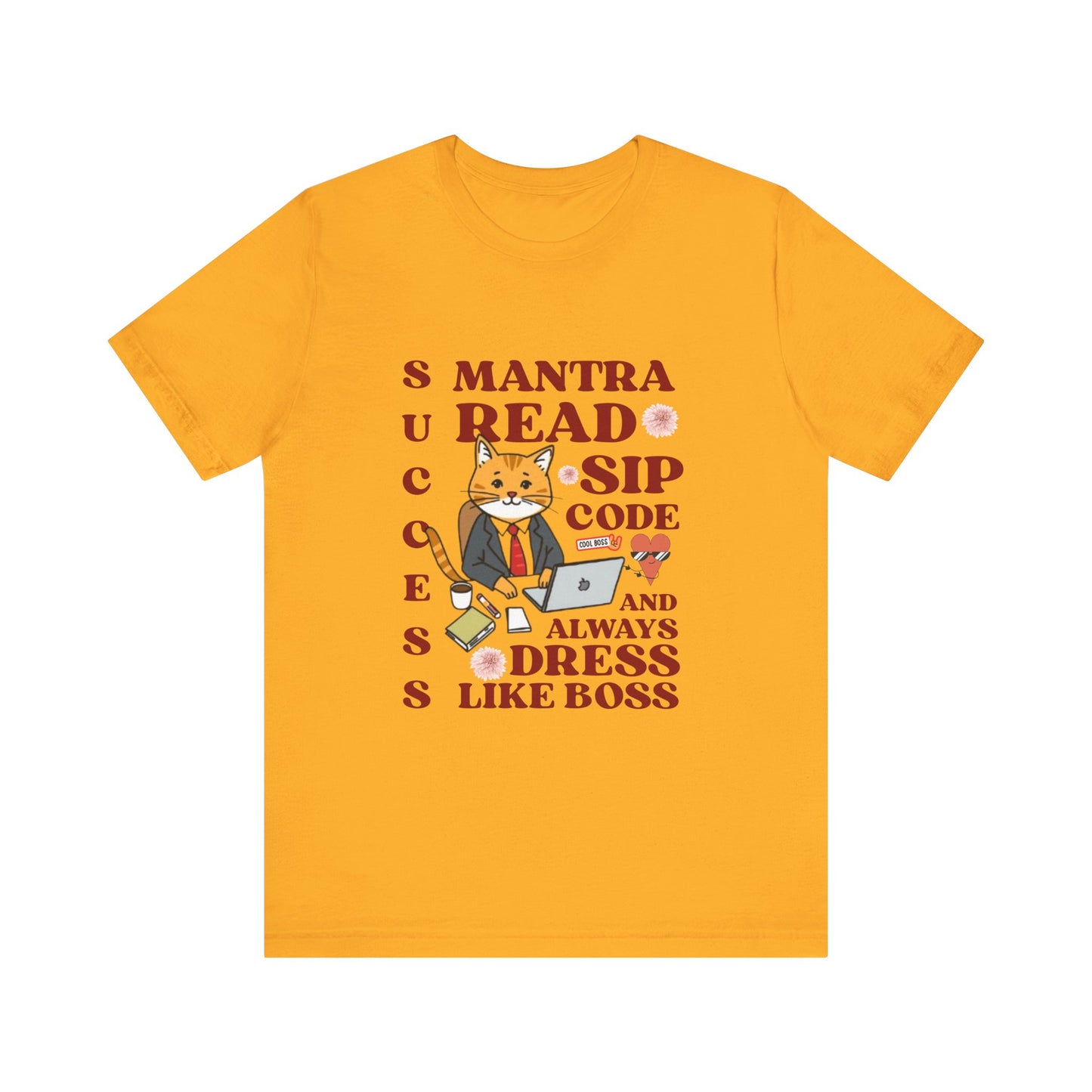 Yellow t-shirt with a fox graphic and text on a white background