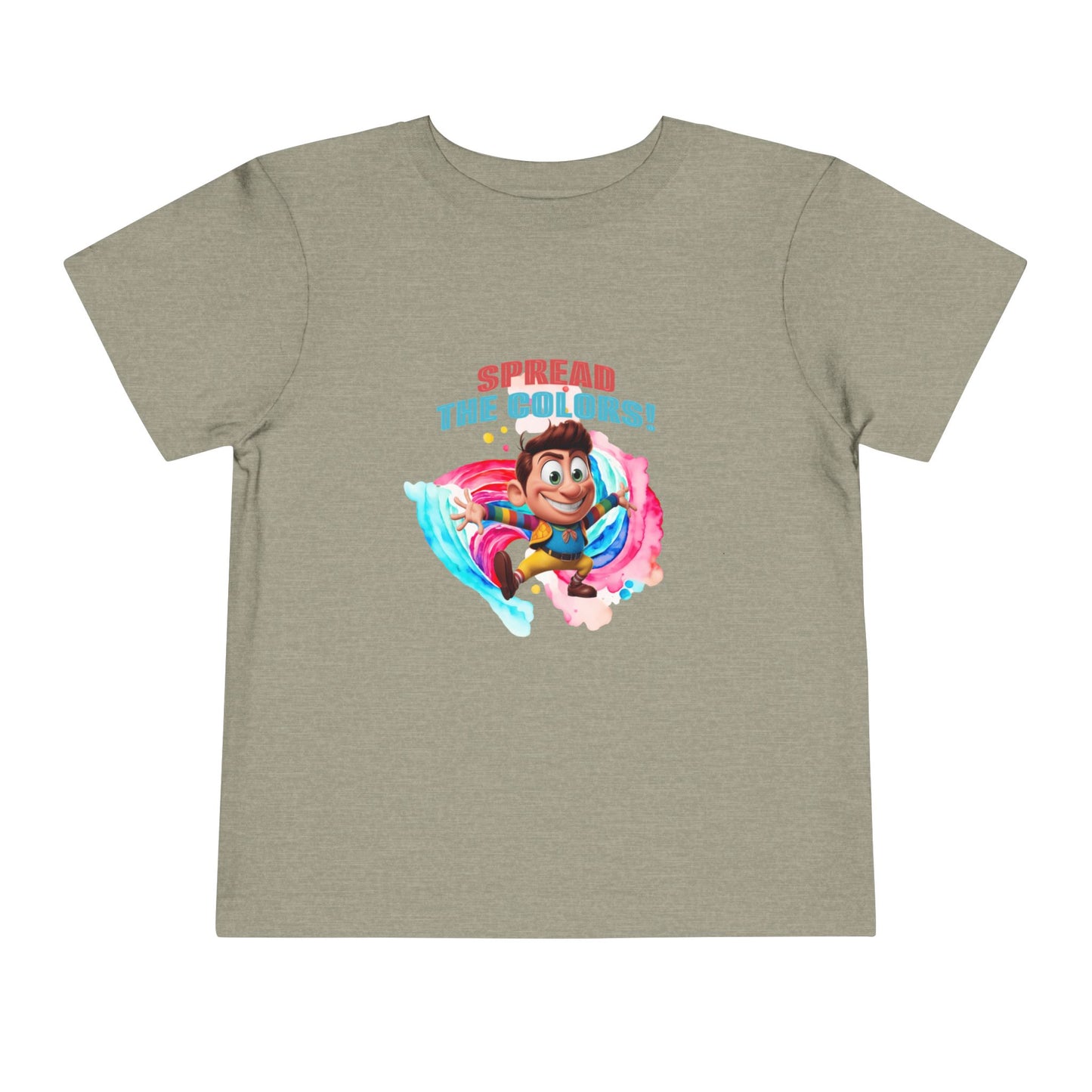 "Spread the Colors! Vibrant Cartoon Toddler Short Sleeve Tee-shirt for Kids & Youth"