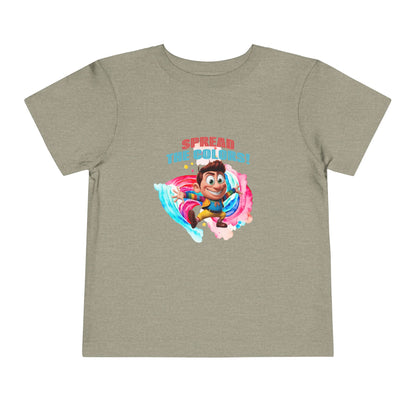 "Spread the Colors! Vibrant Cartoon Toddler Short Sleeve Tee-shirt for Kids & Youth"