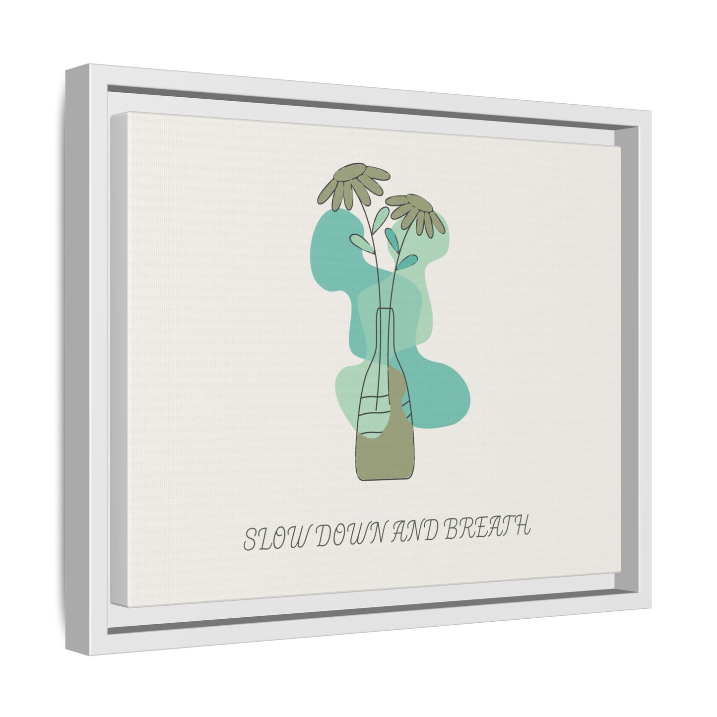 "Slow Down and Breathe" Minimal Botanical Wall Art