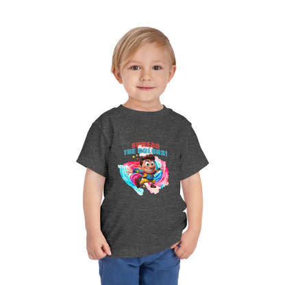 "Spread the Colors! Vibrant Cartoon Toddler Short Sleeve Tee-shirt for Kids & Youth"