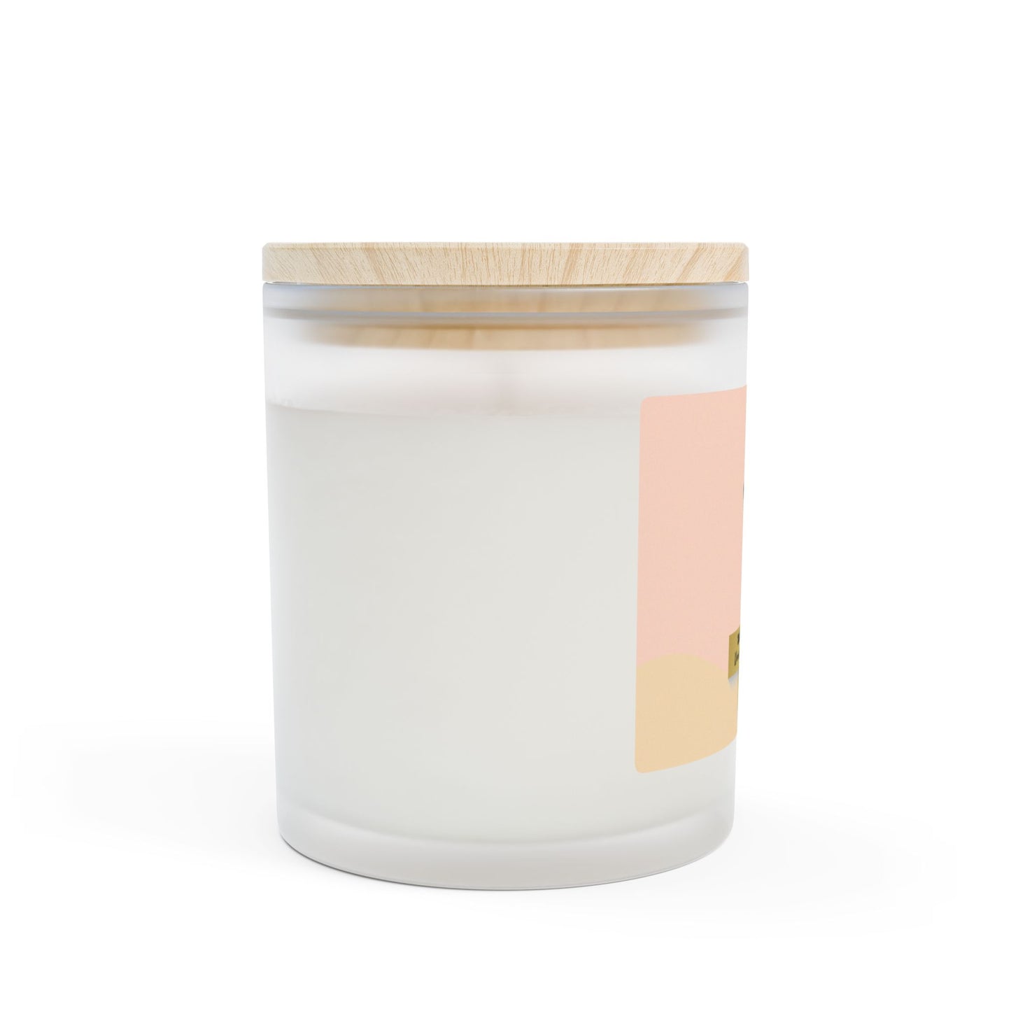 White candle with a wooden lid on a white background