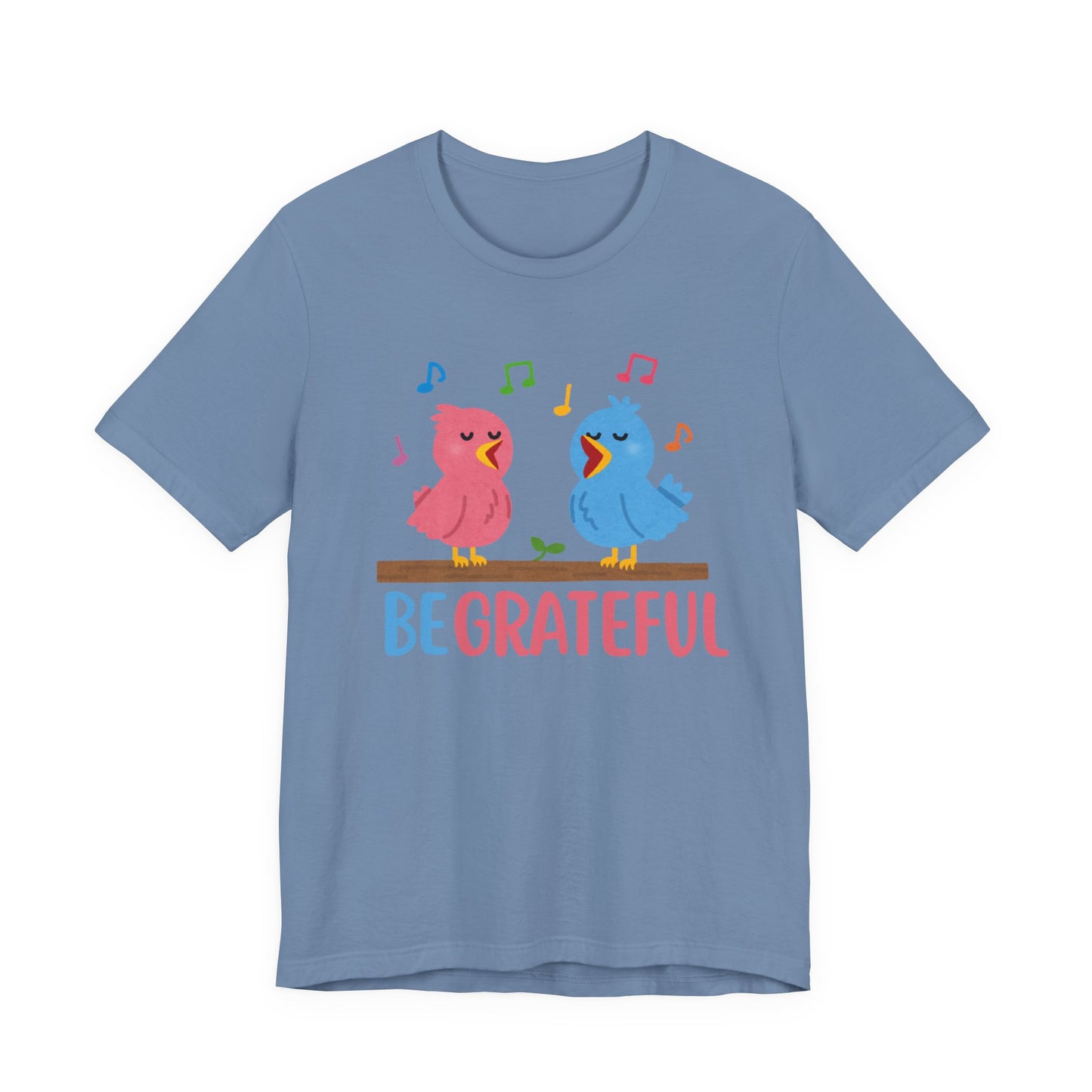 Be Grateful Bird Print T-Shirt – Inspiring Nature Graphic Tee