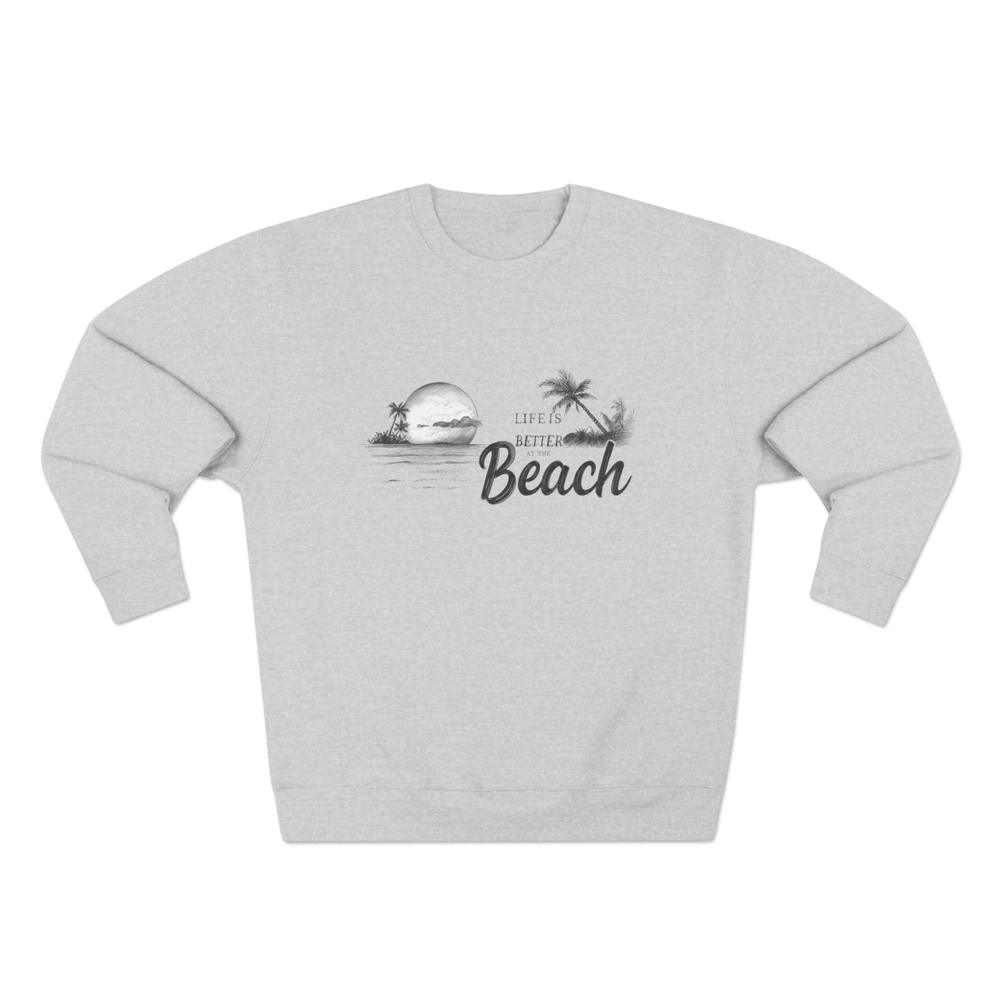 Beach Sunset Crewneck Sweatshirt — Vintage Palm "Life is Better at the Beach"