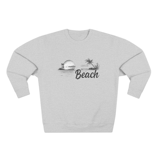 Beach Sunset Crewneck Sweatshirt — Vintage Palm "Life is Better at the Beach"
