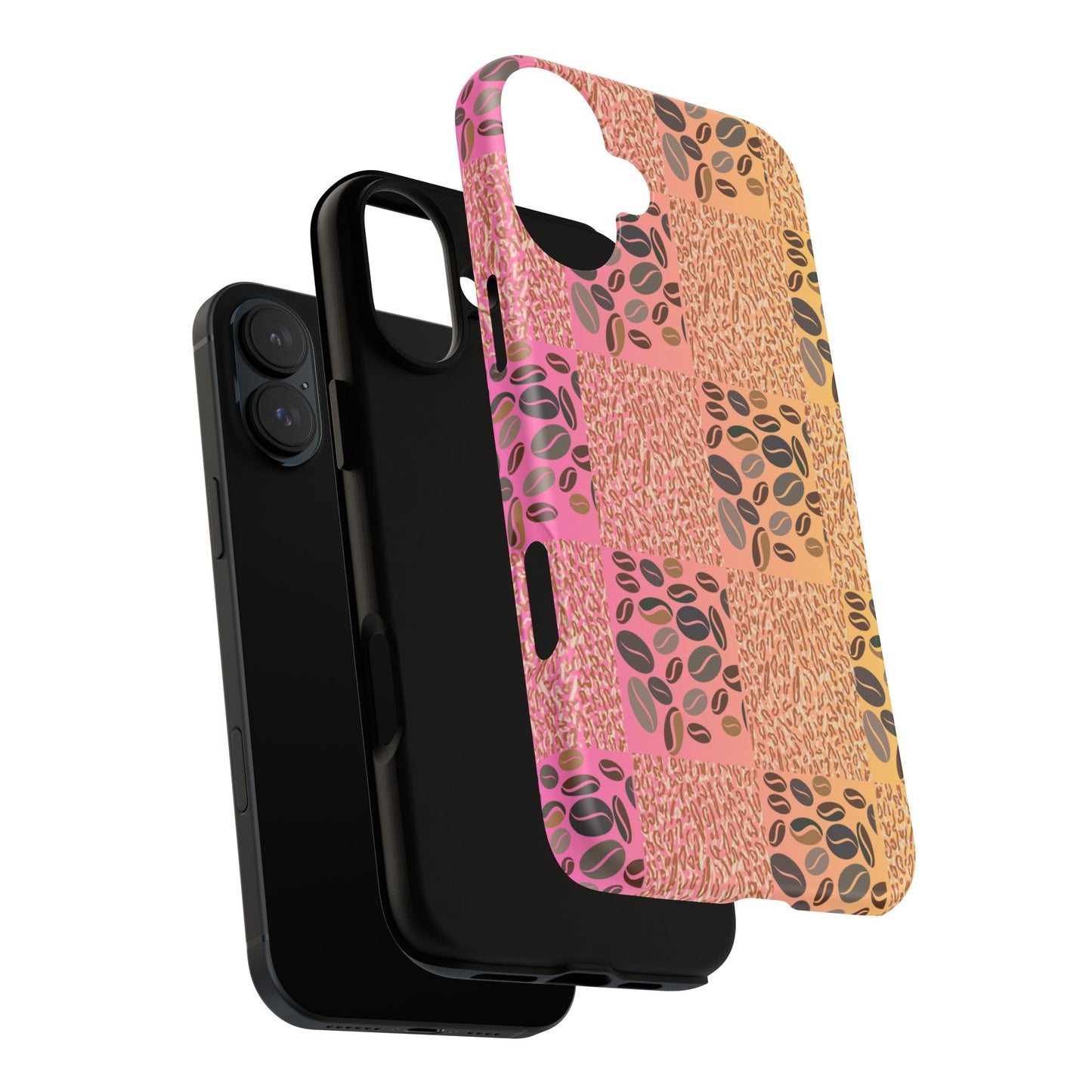 Tough Phone Case – Coffee Bean & Tiger Print with Gradient Background