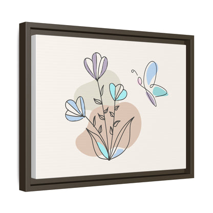Framed artwork with abstract floral design on a beige background