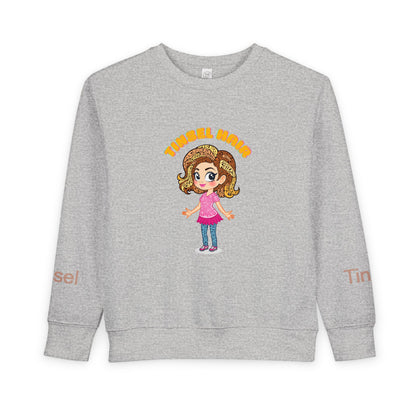 Gray sweatshirt with cartoon character and text on a white background