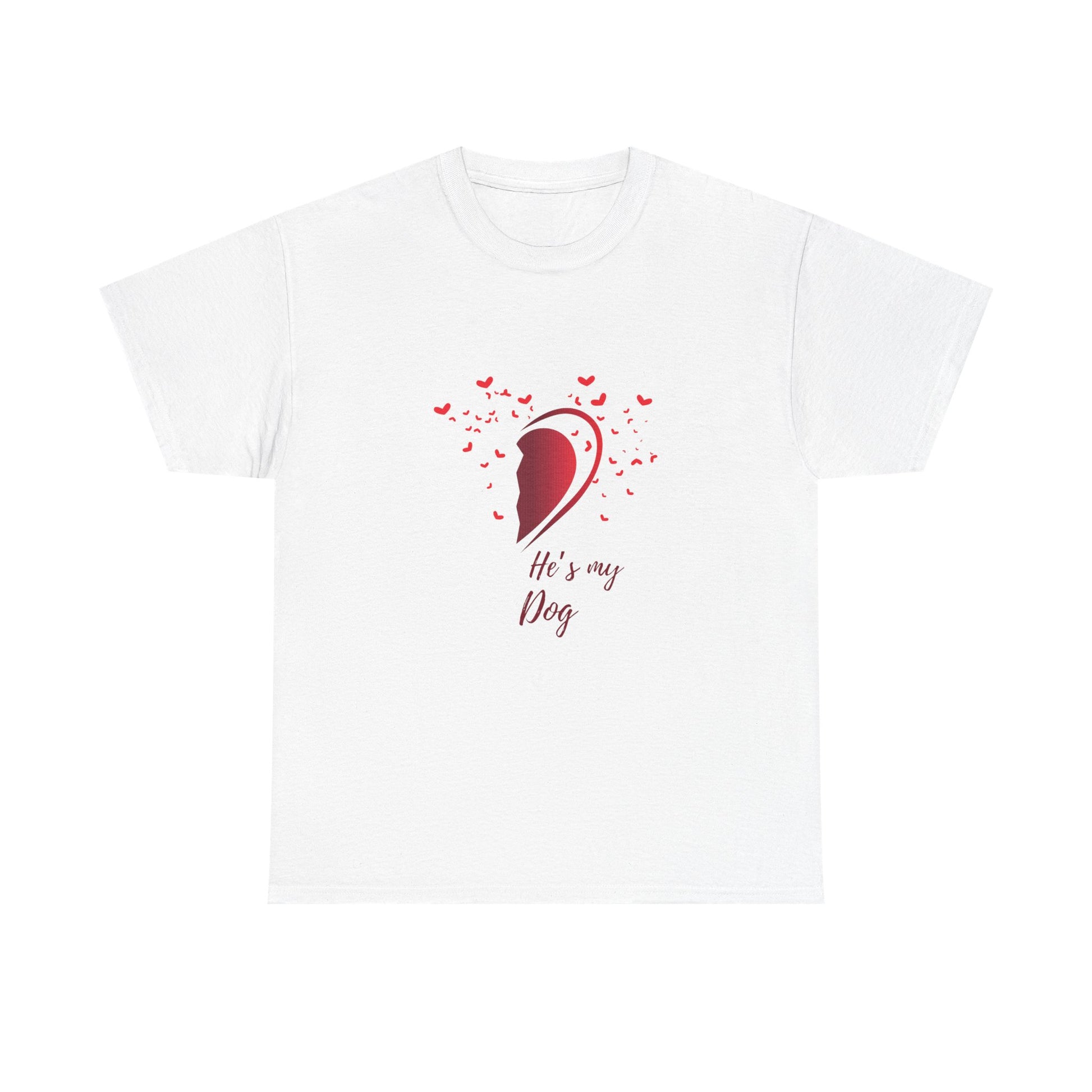 white t-shirt with a graphic design and text on a white background