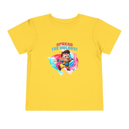 "Spread the Colors! Vibrant Cartoon Toddler Short Sleeve Tee-shirt for Kids & Youth"