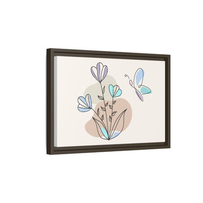 Framed artwork with abstract floral design on a beige background