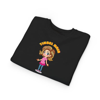 Black  sweat-shirt with a cartoon character and text on a white background