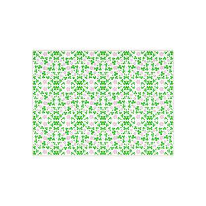 an elegant white background photo tile with pink flower and green leaf floral print 