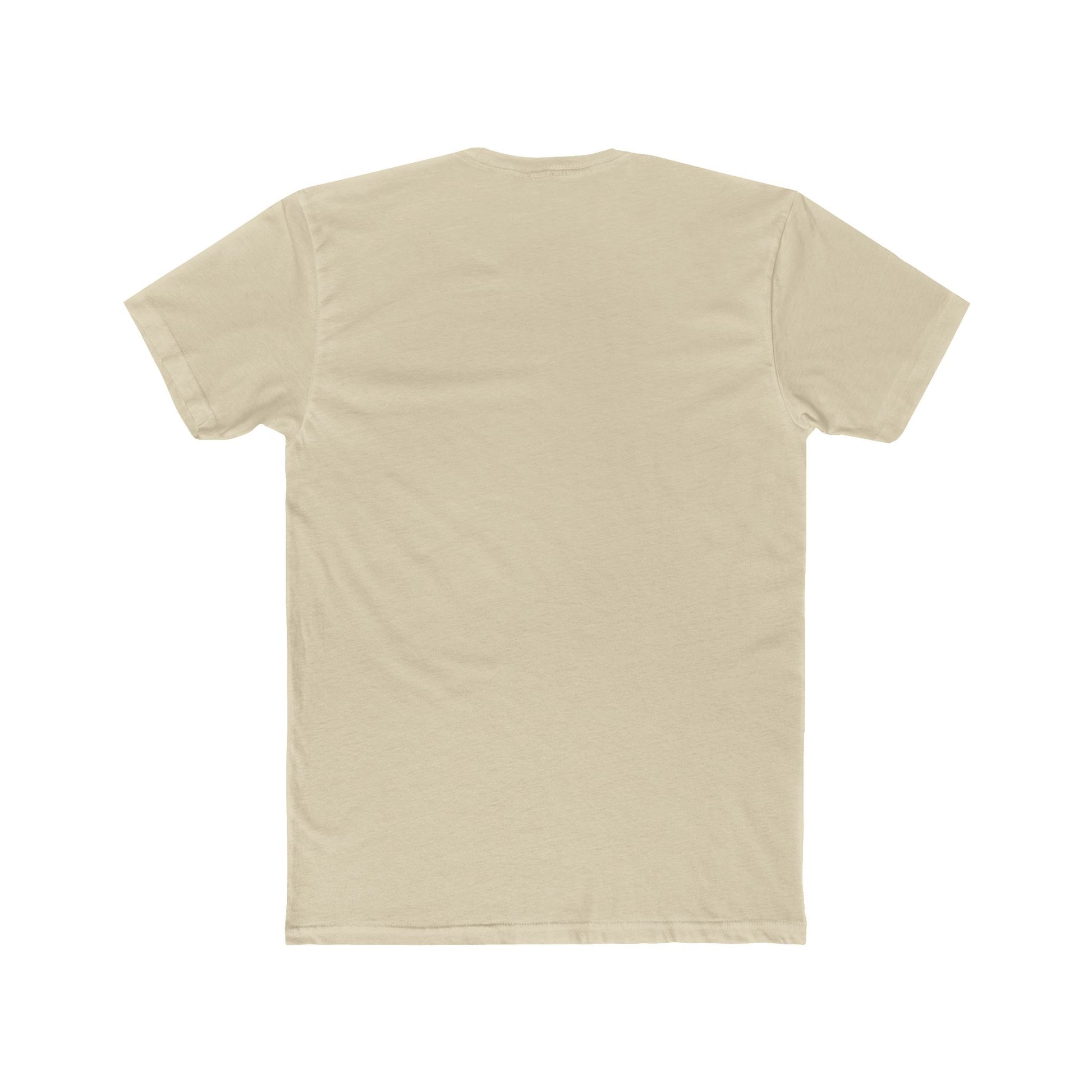Rear view of solid color unisex cotton tee with no print
