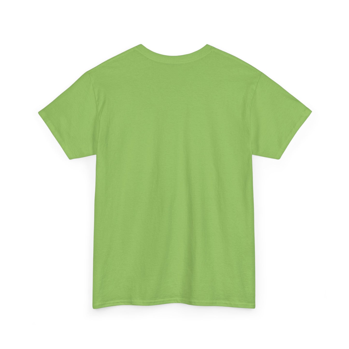 Green t-shirt shown from the back on a white background
