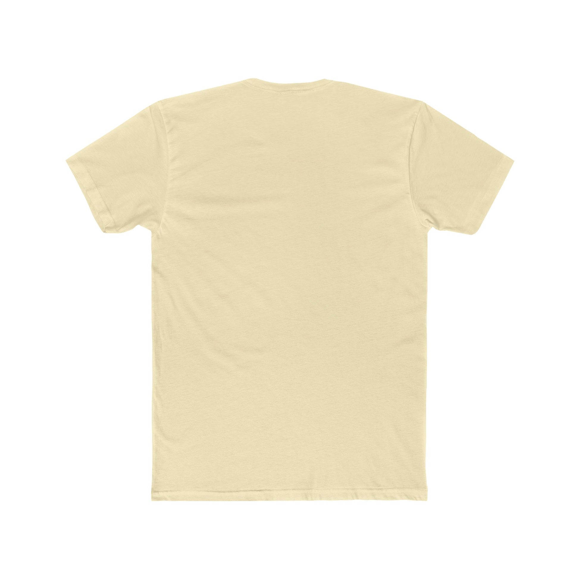 Rear view of solid color unisex cotton tee with no print
