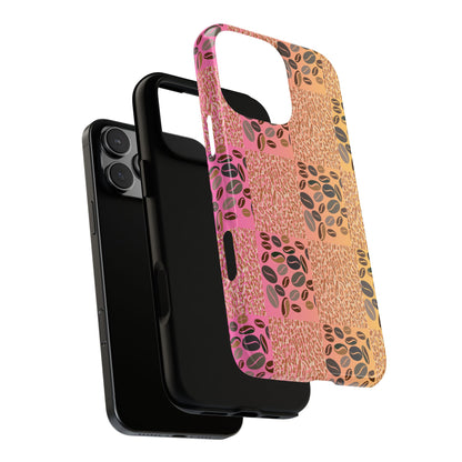 Tough Phone Case – Coffee Bean & Tiger Print with Gradient Background