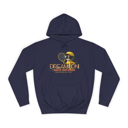 A Oxford navy unisex hoodie with a graphic print of a bee and the text 'DREAM ON' on the front
