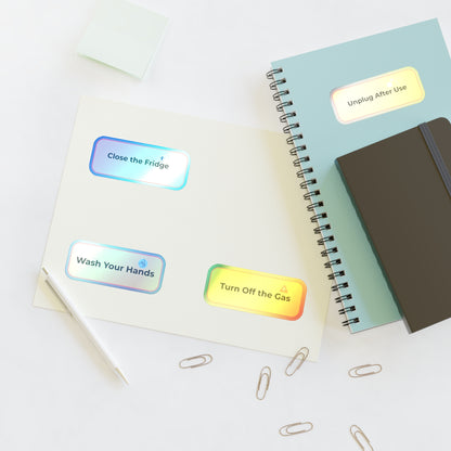 Notebooks with colorful reminder stickers on a white surface