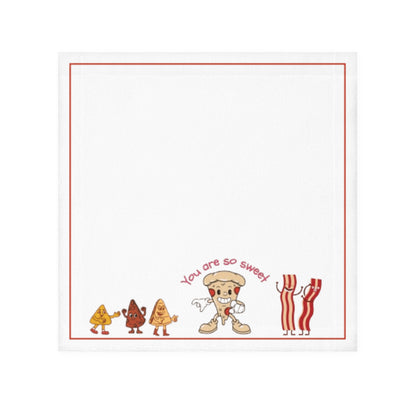 A face towel with a white front featuring a colorful character design and text that reads 'You are so sweet " The back of the towel is solid white.