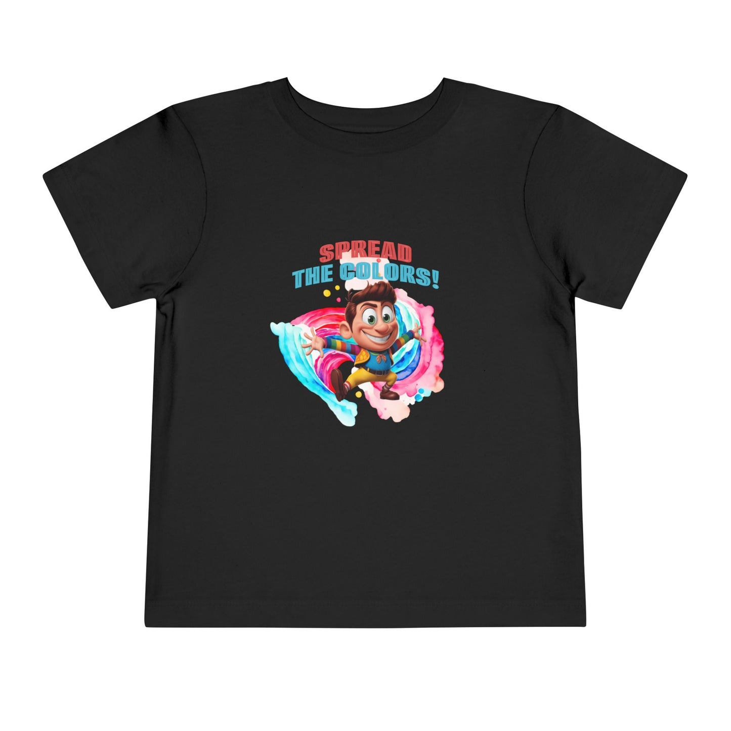 "Spread the Colors! Vibrant Cartoon Toddler Short Sleeve Tee-shirt for Kids & Youth"