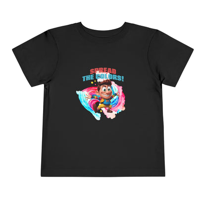 "Spread the Colors! Vibrant Cartoon Toddler Short Sleeve Tee-shirt for Kids & Youth"