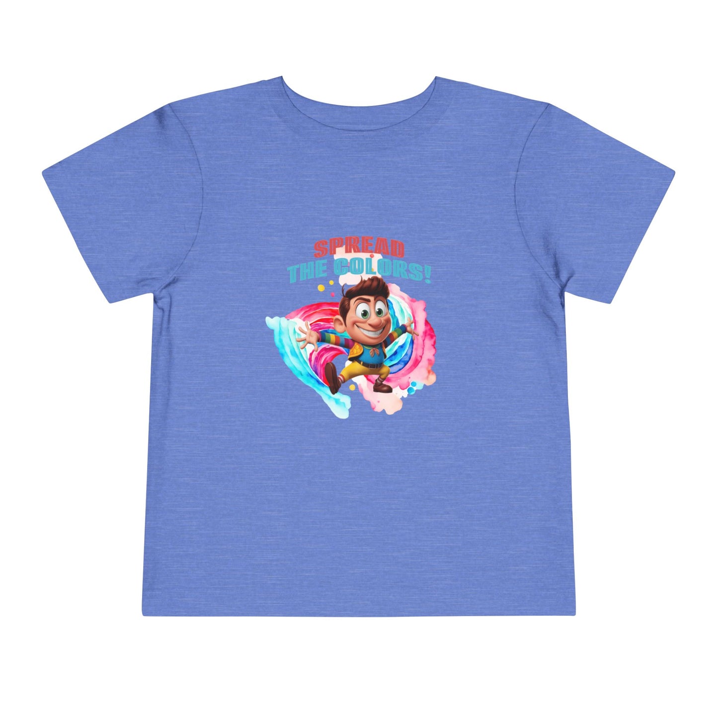 "Spread the Colors! Vibrant Cartoon Toddler Short Sleeve Tee-shirt for Kids & Youth"