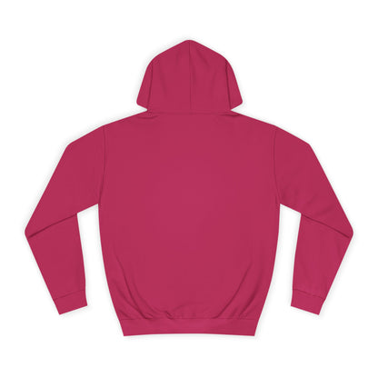 Pink hoodie shown from the back on a white background.