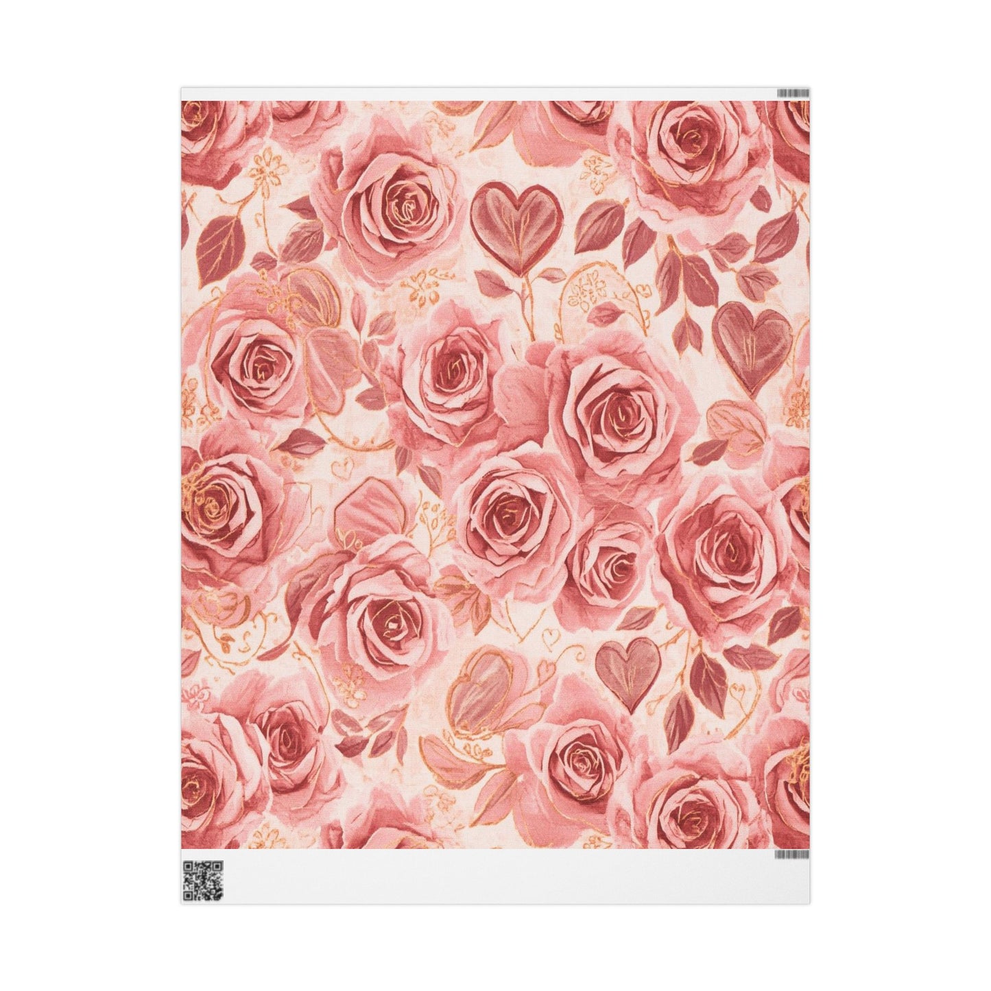 Floral Rose Wrapping Paper Roll — Vintage Pink Roses Gift Wrap for Weddings & Mother’s Day