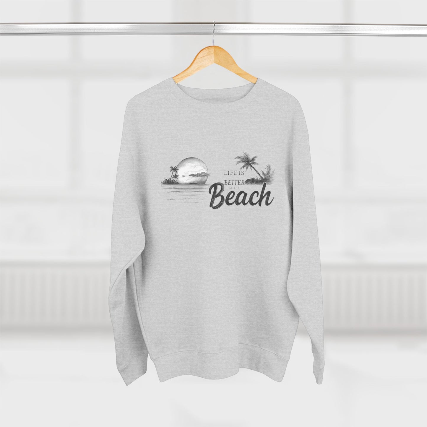 Beach Sunset Crewneck Sweatshirt — Vintage Palm "Life is Better at the Beach"