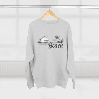 Beach Sunset Crewneck Sweatshirt — Vintage Palm "Life is Better at the Beach"