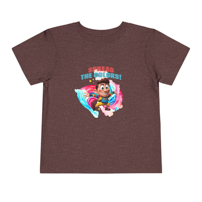 "Spread the Colors! Vibrant Cartoon Toddler Short Sleeve Tee-shirt for Kids & Youth"