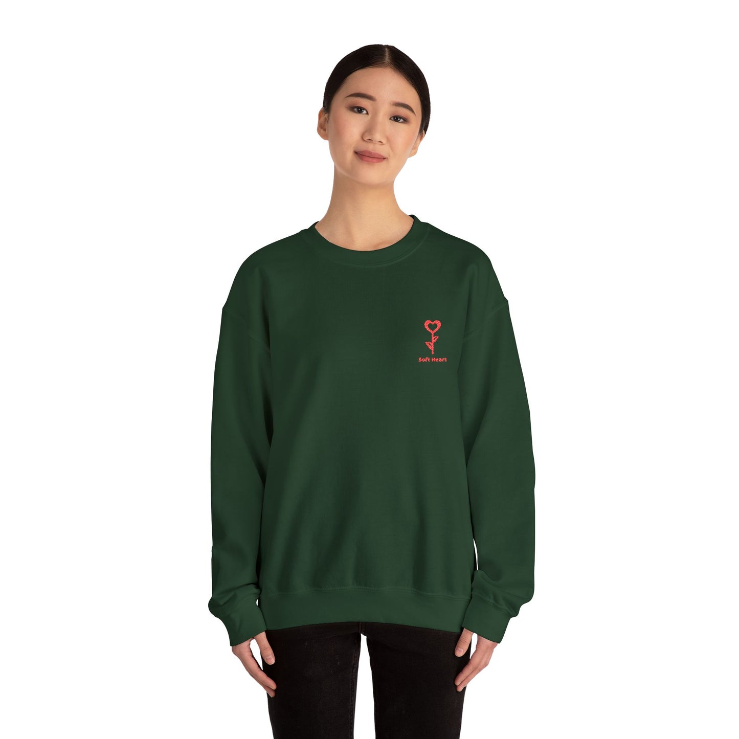 Unisex Crewneck Sweatshirt with “Soft Heart” Embroidery – Premium Minimal Heart Design